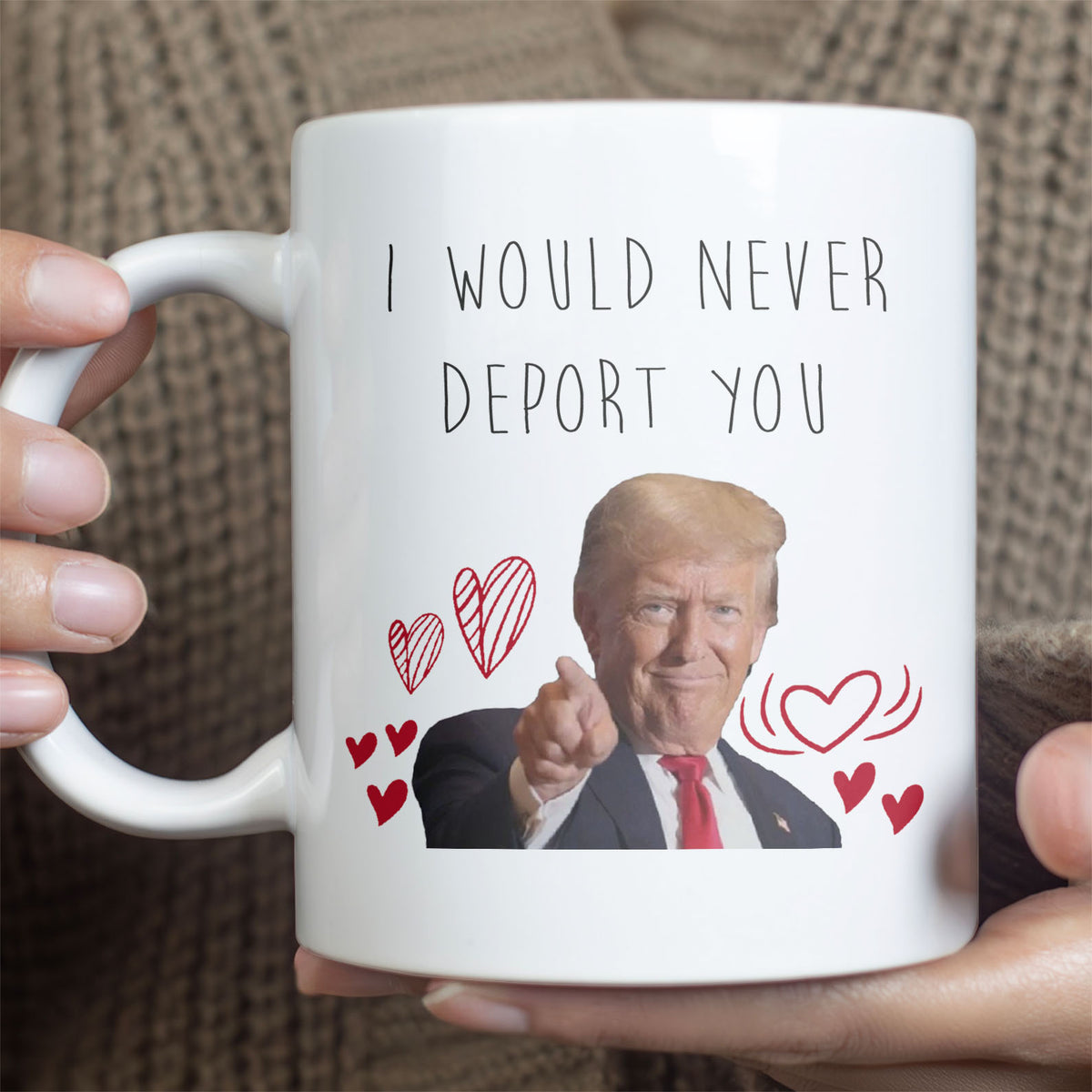 I Would Never Deport You Mug | Funny Trump Coffee Mug for Dad | Donald Trump White Mug Accent Mug 683972