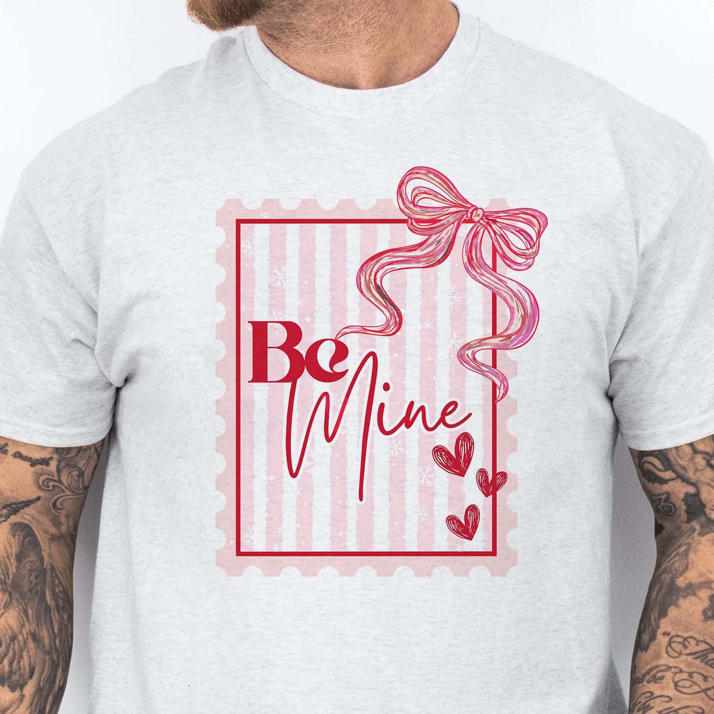 Be Mine Valentine Shirt, Coquette Postage Stamp Sweatshirt, Pink Bow Valentine’s Day Shirt, Trendy Romantic Tee 683973