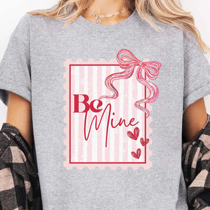 Be Mine Valentine Shirt, Coquette Postage Stamp Sweatshirt, Pink Bow Valentine’s Day Shirt, Trendy Romantic Tee 683973