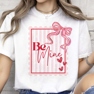 Be Mine Valentine Shirt, Coquette Postage Stamp Sweatshirt, Pink Bow Valentine’s Day Shirt, Trendy Romantic Tee 683973