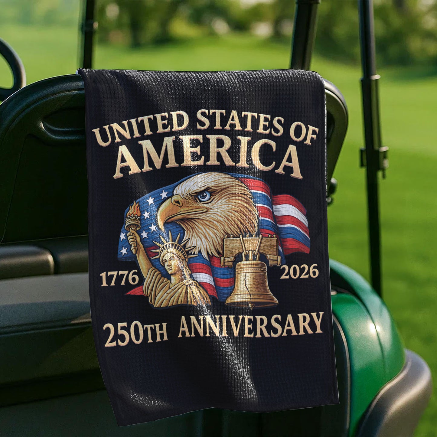 USA 250 Years Anniversary 1776–2026 Golf Towel, Patriotic 4th of July Golf Club Towel, Gift for Golf Lovers 684005