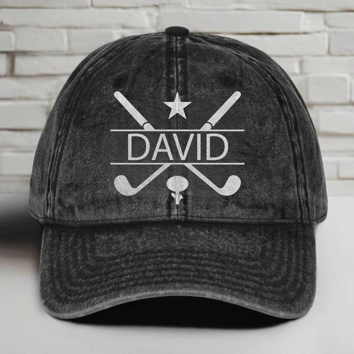 Personalized Name Washed Denim Baseball Cap | Custom Gift for Golfers Hat 684007