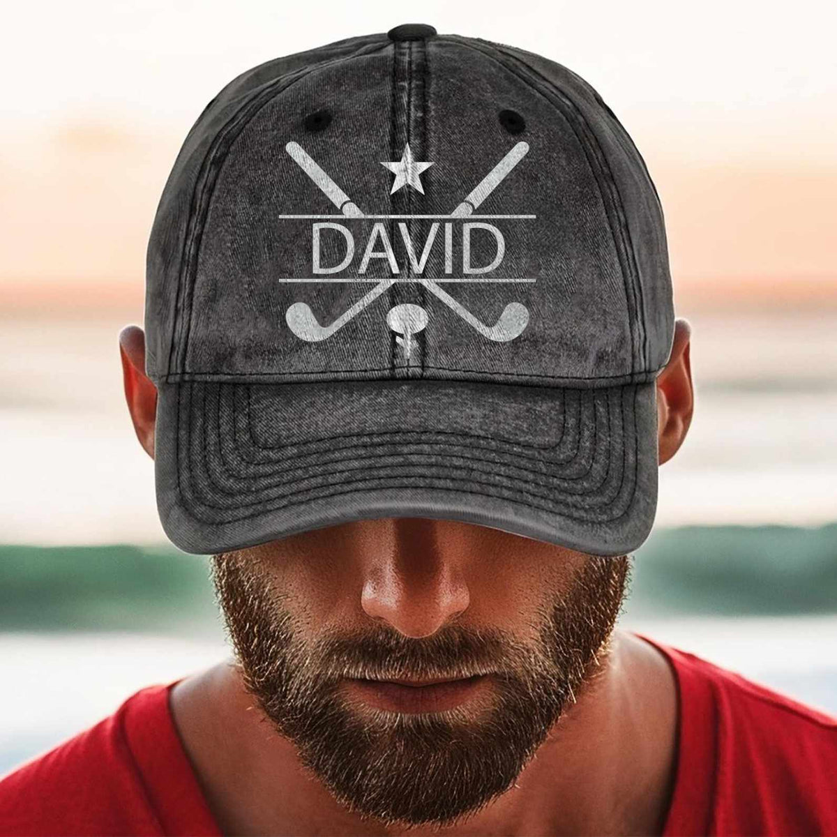 Personalized Name Washed Denim Baseball Cap | Custom Gift for Golfers Hat 684007