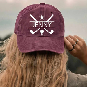 Personalized Name Washed Denim Baseball Cap | Custom Gift for Golfers Hat 684007