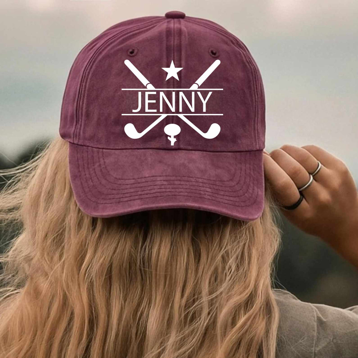 Personalized Name Washed Denim Baseball Cap | Custom Gift for Golfers Hat 684007