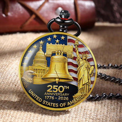 250 Years Anniversary 1776–2026 Pocket Watch, Patriotic 4th of July Pocket Watch 684027