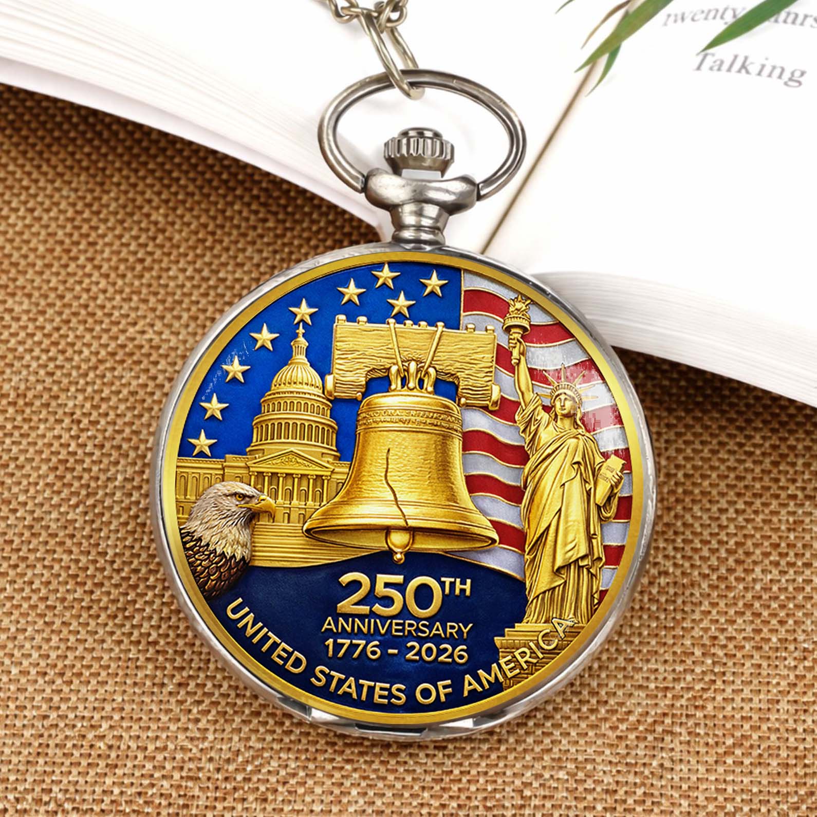 250 Years Anniversary 1776–2026 Pocket Watch, Patriotic 4th of July Pocket Watch 684027