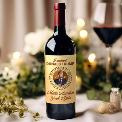 President Donald Trump 45 47 Wine Label | Trump Wine Bottle Label | MAGA Wine Label 684033 – GOP