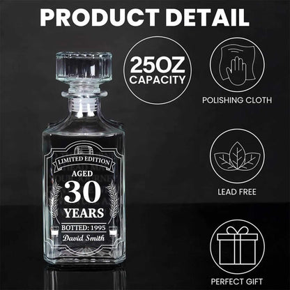 Personalized Limited Edition Whiskey Bottle, Custom Gift Whiskey Decanter Set, Wine Glass for Whiskey Lovers 684037