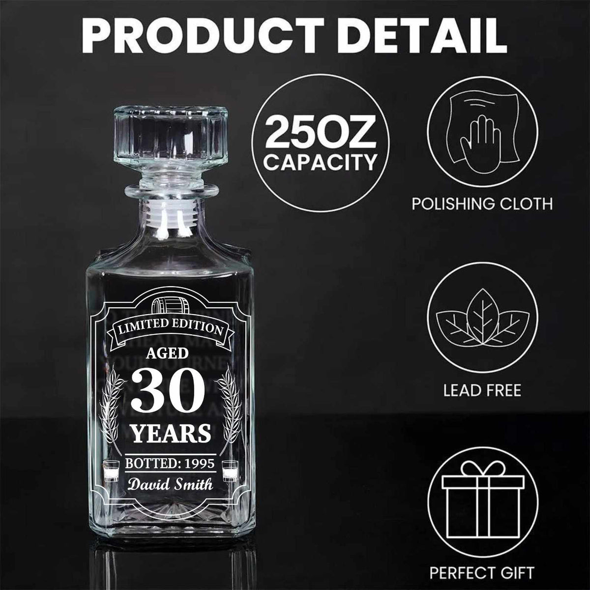 Personalized Limited Edition Whiskey Bottle, Custom Gift Whiskey Decanter Set, Wine Glass for Whiskey Lovers 684037