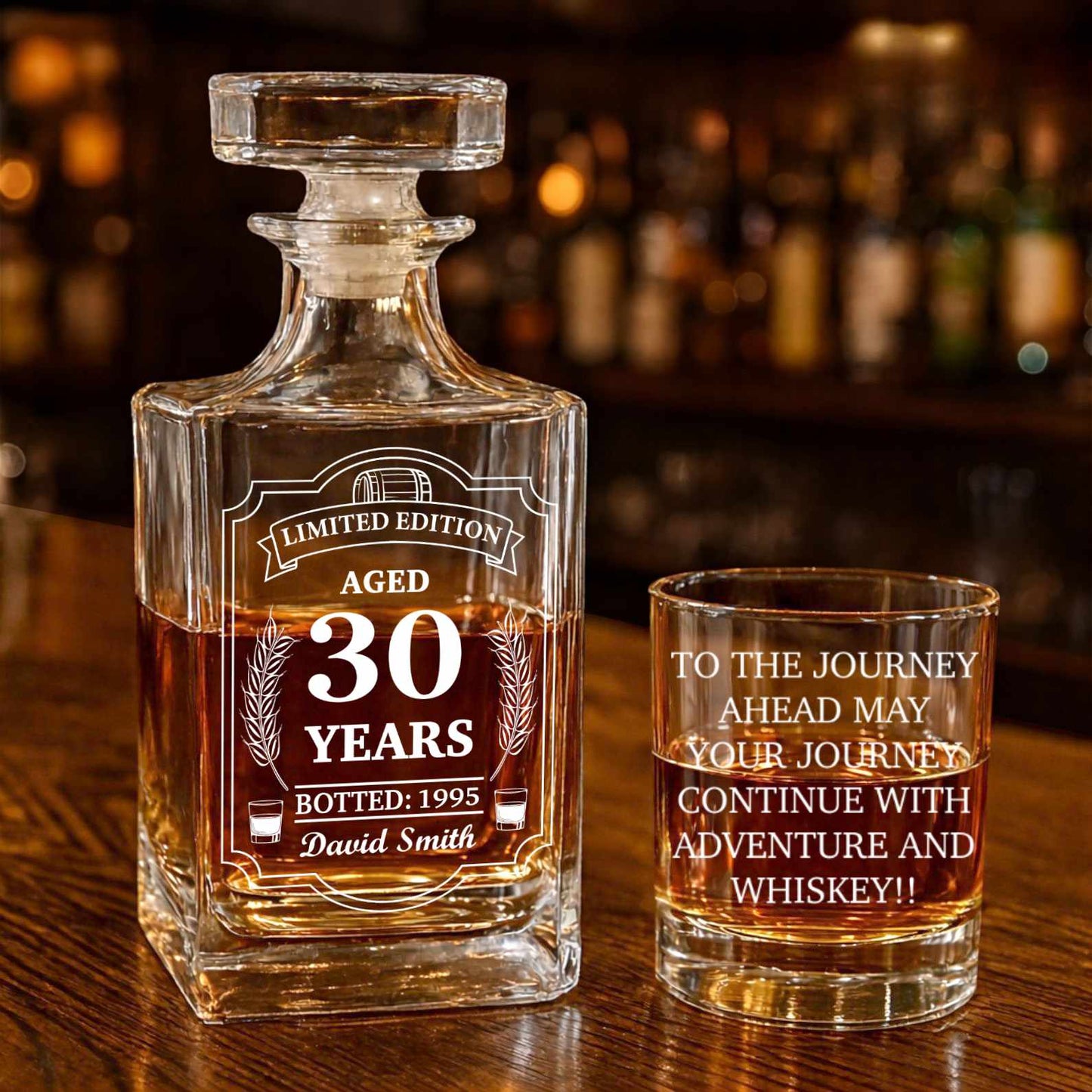 Personalized Limited Edition Whiskey Bottle, Custom Gift Whiskey Decanter Set, Wine Glass for Whiskey Lovers 684037