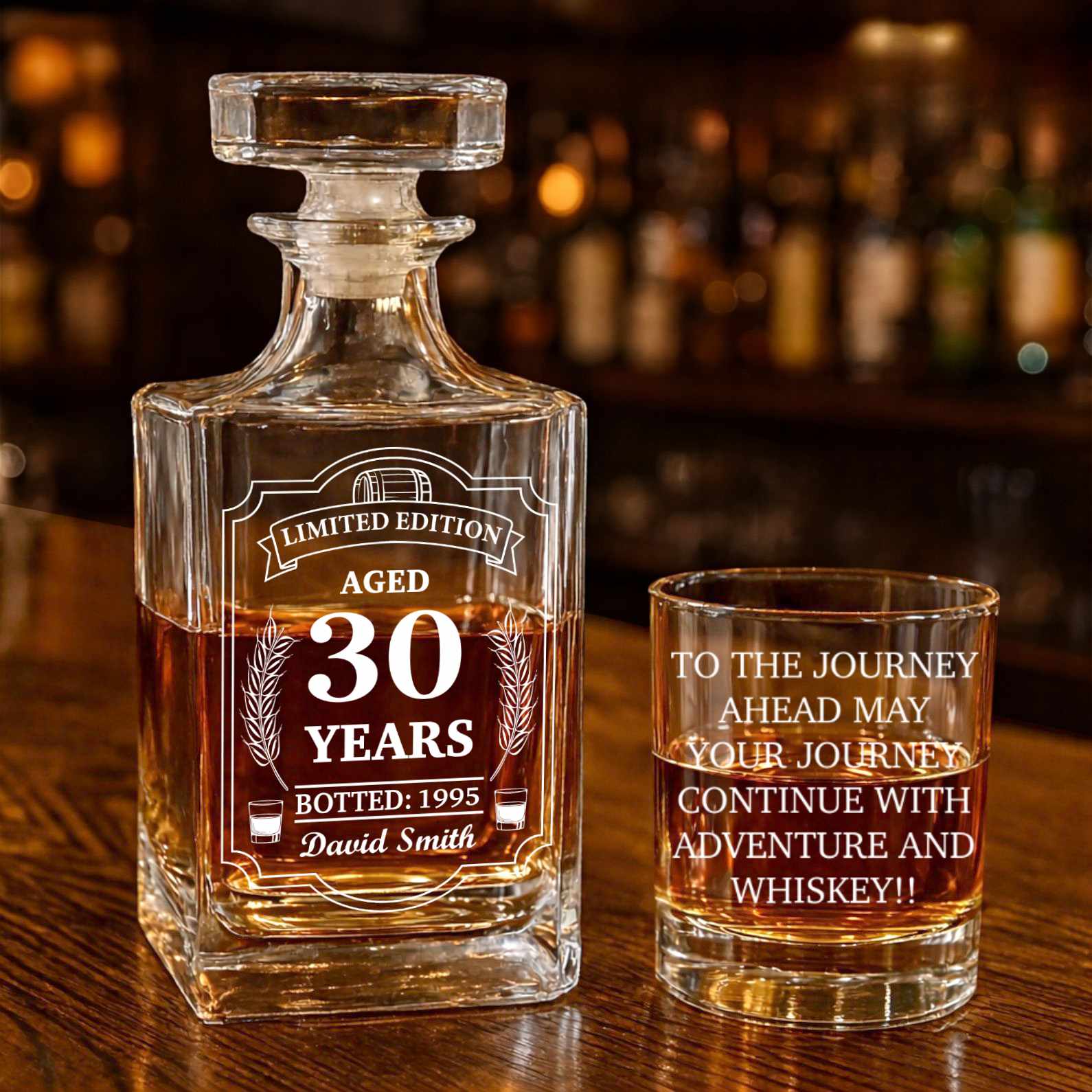 Personalized Limited Edition Whiskey Bottle, Custom Gift Whiskey Decanter Set, Wine Glass for Whiskey Lovers 684037