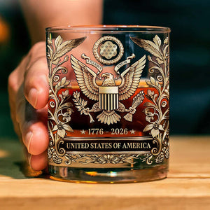 USA 250 Years Anniversary Whiskey Glass | Patriotic 1776–2026 Whiskey Glass | 4th of July Whiskey Glass 684040
