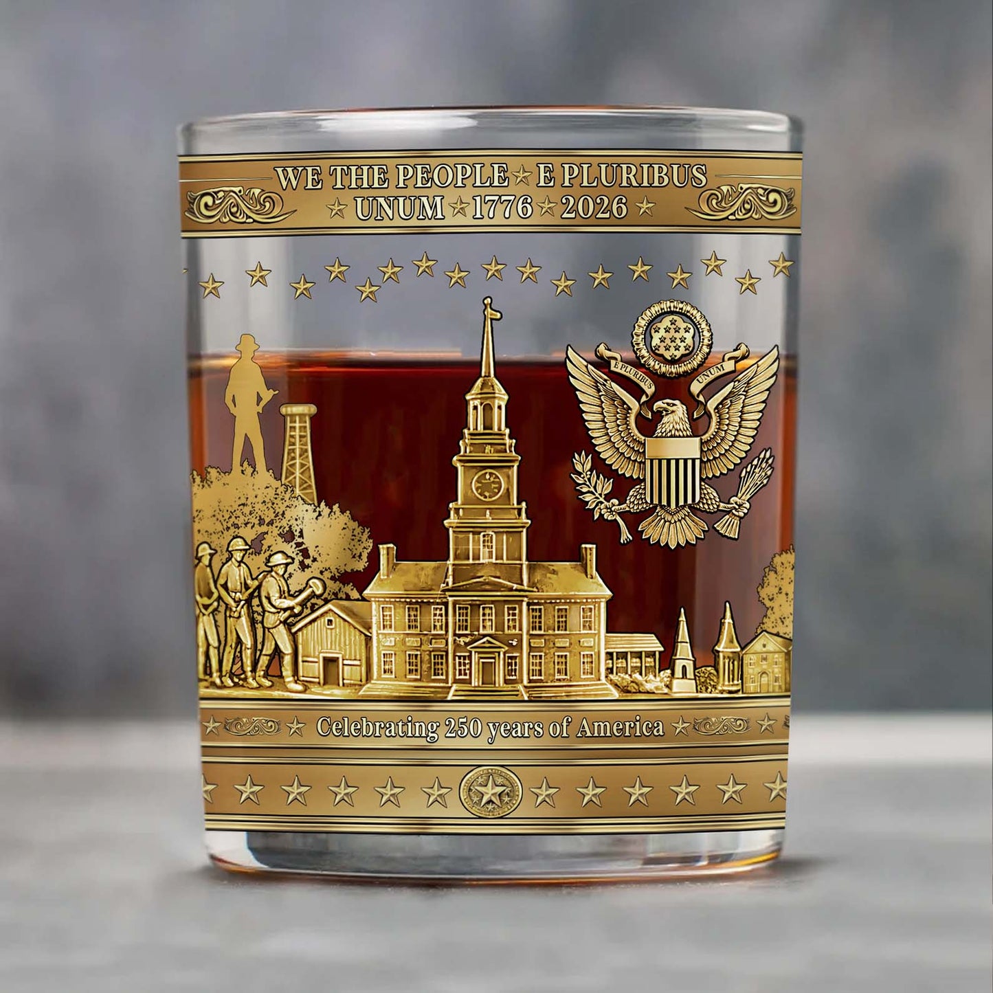 250 Years Anniversary Whiskey Glass | Happy 250th Birthday USA | Patriotic 1776–2026 Whiskey Glass 684041