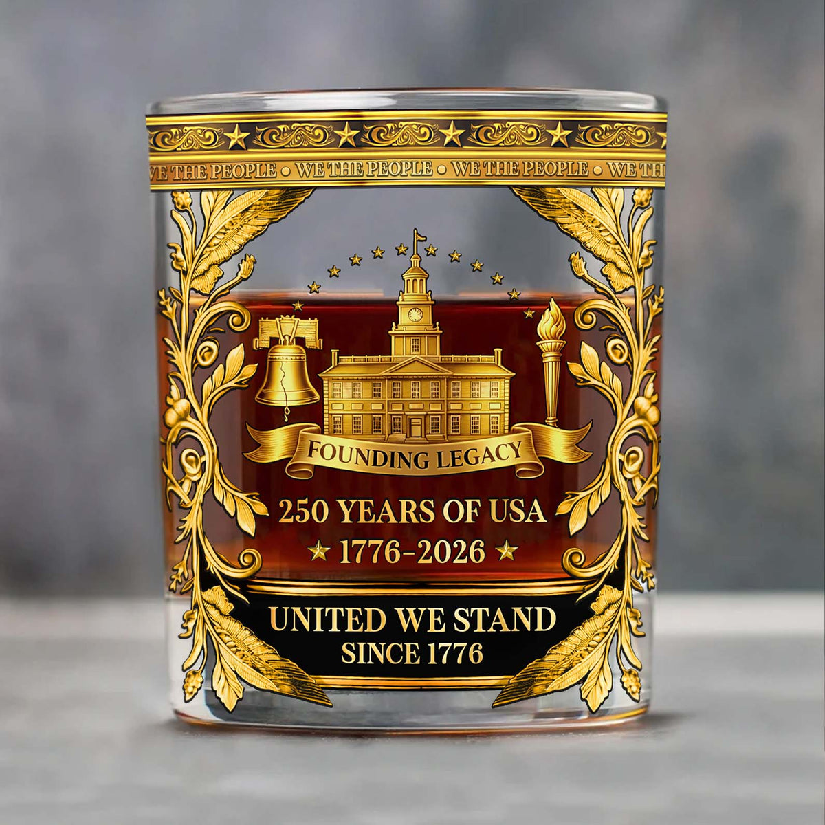 USA 250 Years Anniversary Whiskey Glass | Patriotic 1776–2026 Full Print Whiskey Glass | Founding Legacy Whiskey Glass 684043