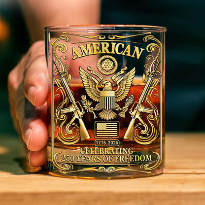 USA 250 Years Anniversary Whiskey Glass | 250th Anniversary Military Whiskey Glass | Patriotic Whiskey Glass 684044
