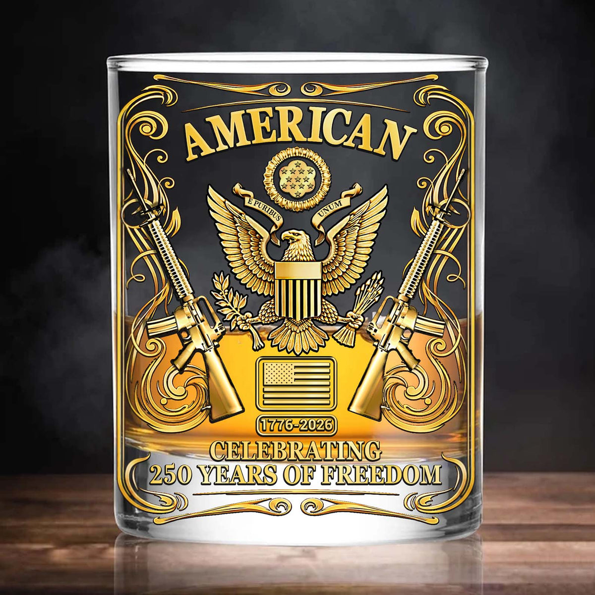 USA 250 Years Anniversary Whiskey Glass | 250th Anniversary Military Whiskey Glass | Patriotic Whiskey Glass 684044