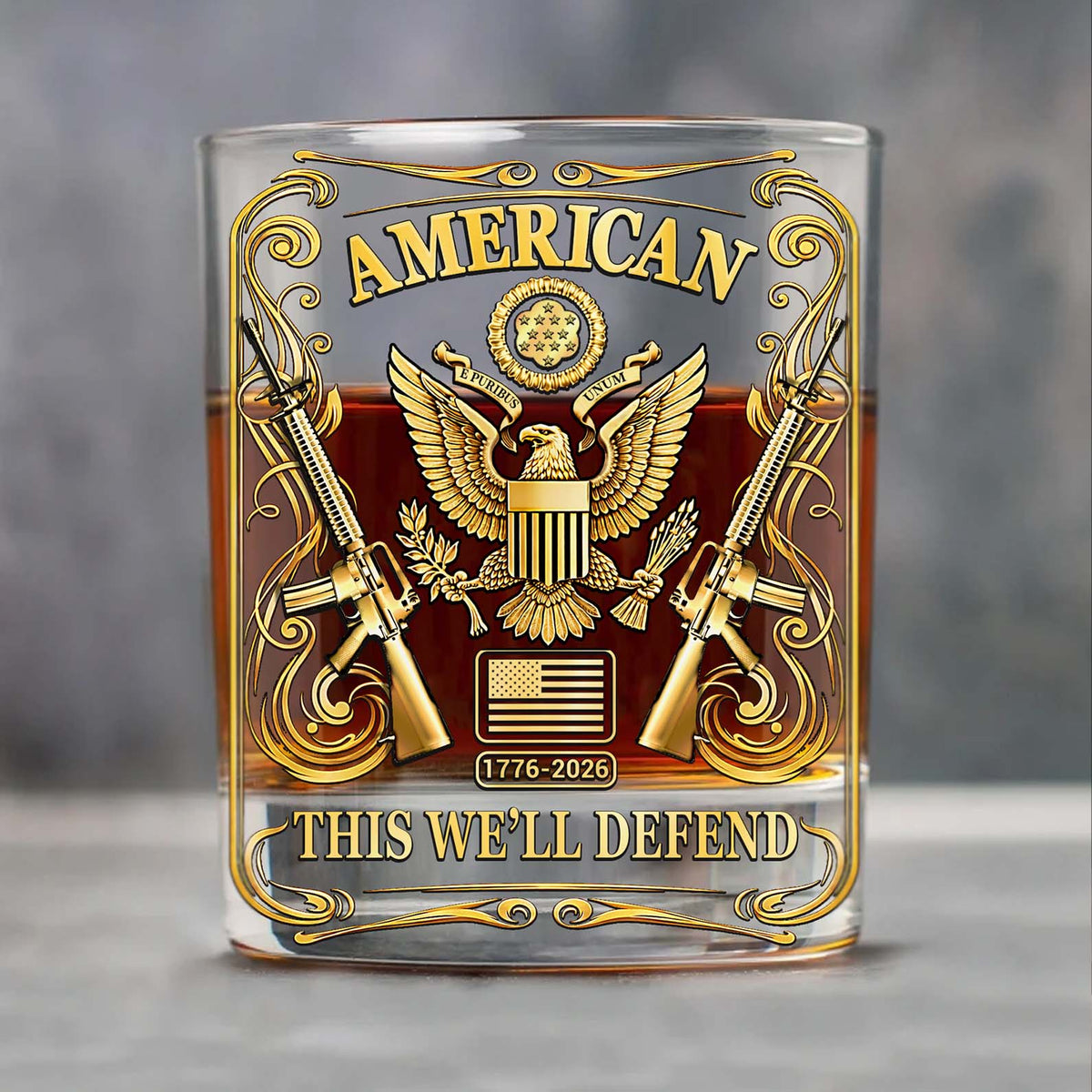 USA 250 Years Anniversary Whiskey Glass | 250th Anniversary Military Whiskey Glass | Patriotic Whiskey Glass 684044