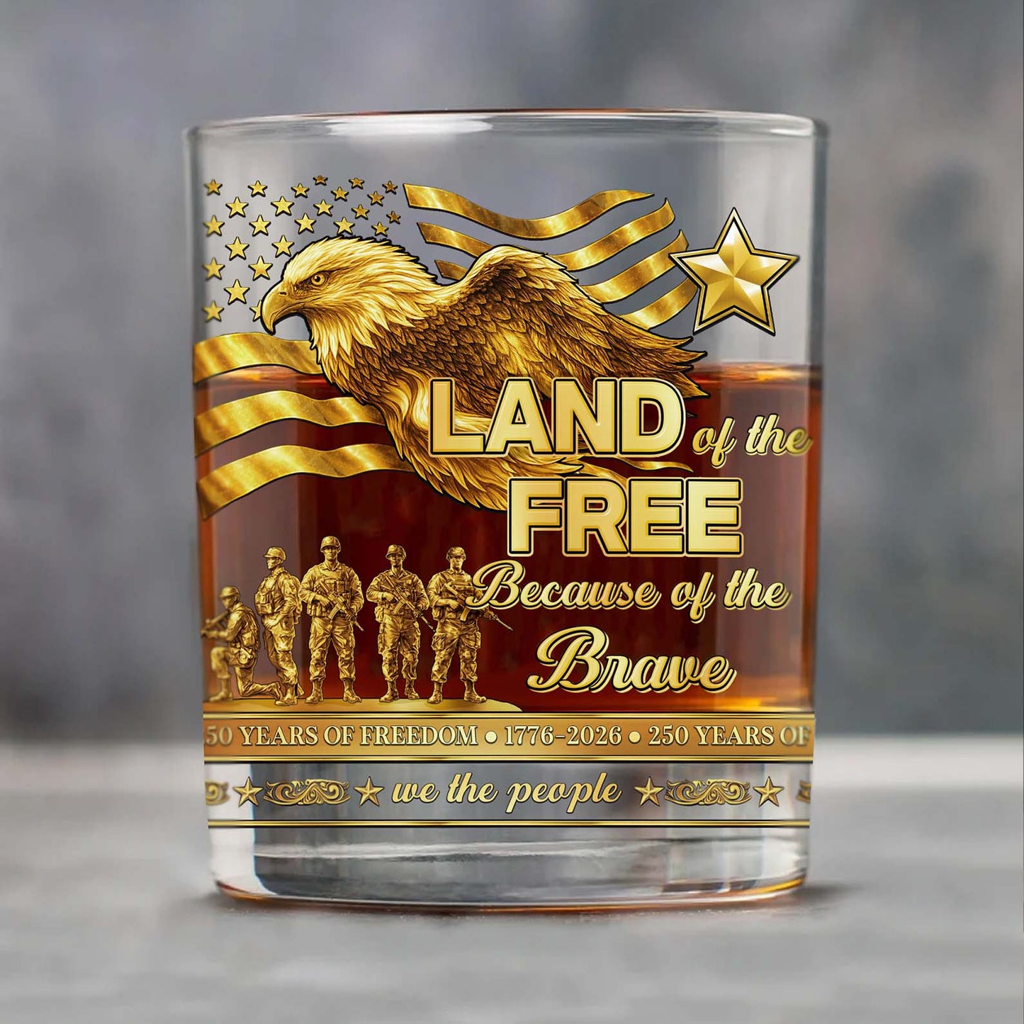 250 Years of Freedom Whiskey Glass | We The People 1776–2026 Whiskey Glass | Patriotic Whiskey Glass 684045