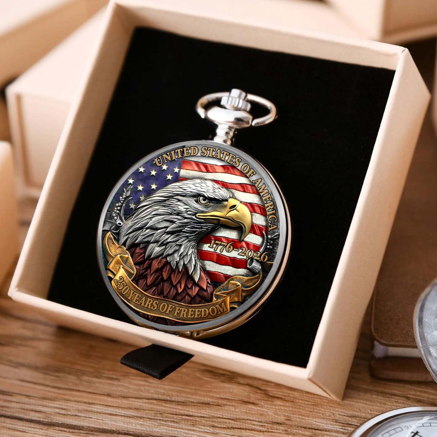 250 Years Of Freedom 1776–2026 Pocket Watch, 250 Years Anniversary Of America, Patriotic 4th of July Pocket Watch 684048