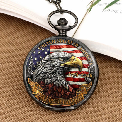 250 Years Of Freedom 1776–2026 Pocket Watch, 250 Years Anniversary Of America, Patriotic 4th of July Pocket Watch 684048
