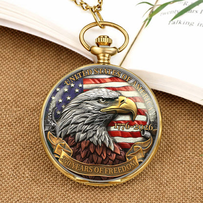 250 Years Of Freedom 1776–2026 Pocket Watch, 250 Years Anniversary Of America, Patriotic 4th of July Pocket Watch 684048