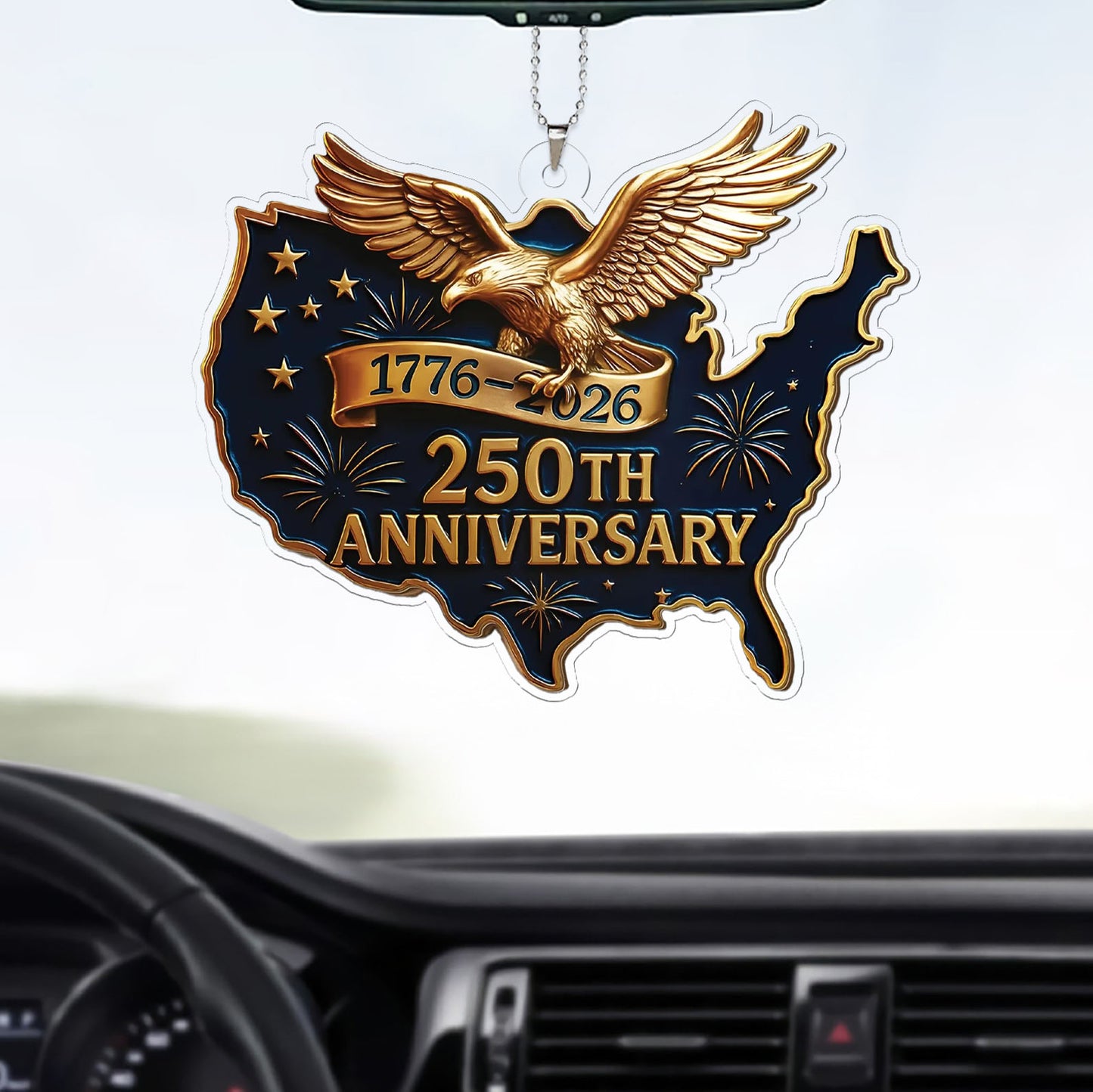 250 Years of America Car Ornament | 250th Anniversary 1776-2026 Ornament | Patriotic 4th of July Ornament 684059