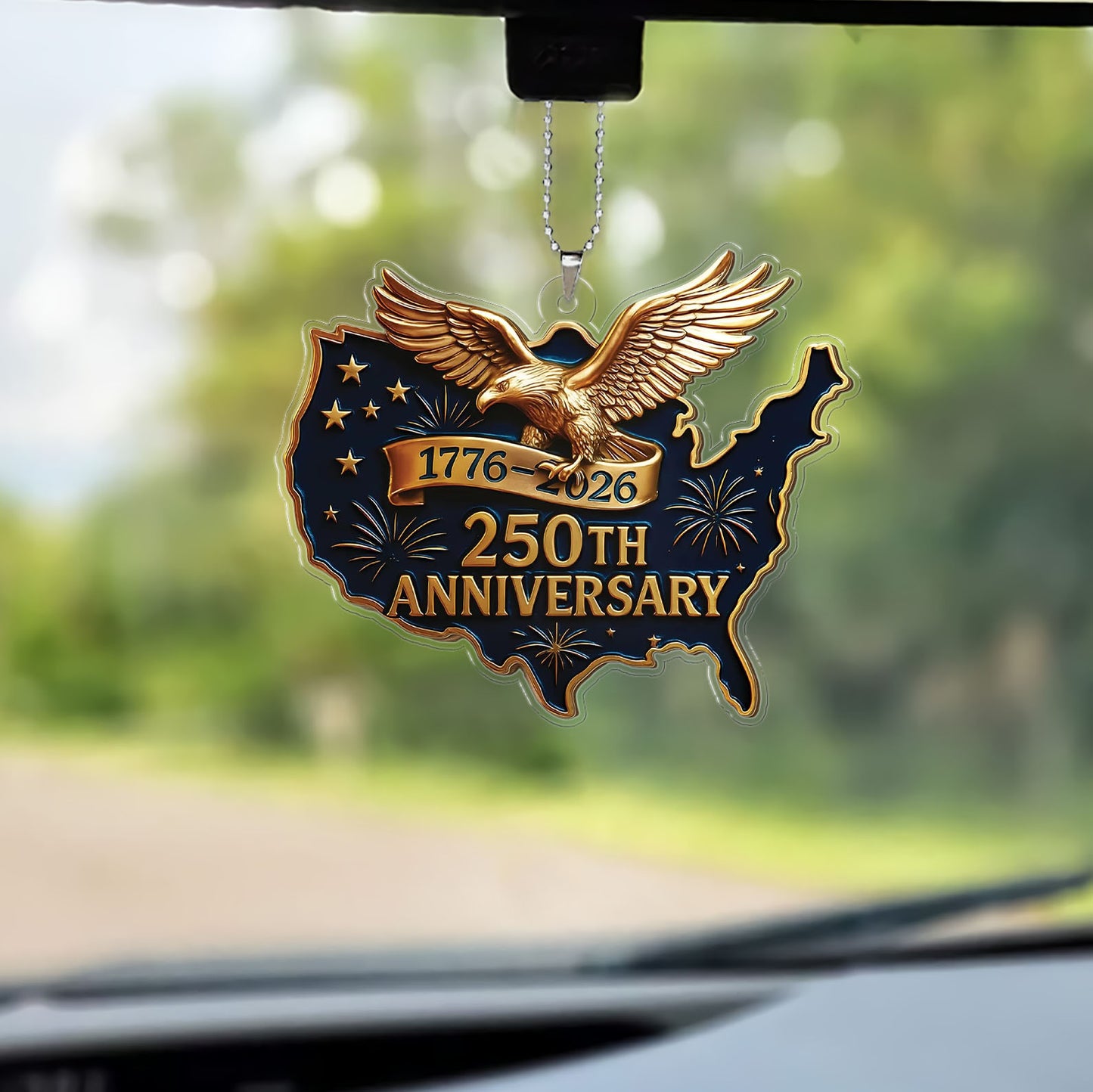 250 Years of America Car Ornament | 250th Anniversary 1776-2026 Ornament | Patriotic 4th of July Ornament 684059