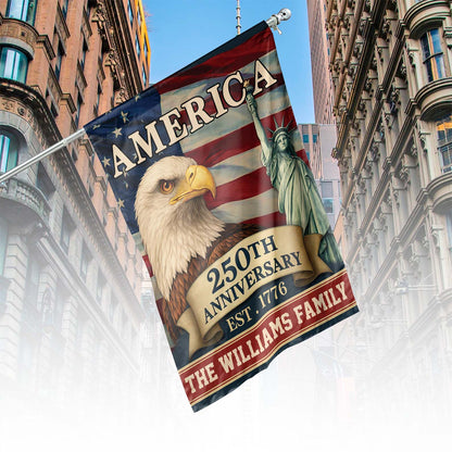 Personalized 250 Years Anniversary America Flag | Happy 250th Birthday USA Flag | Patriotic 4th Of July House Flag Garden Flag 684060