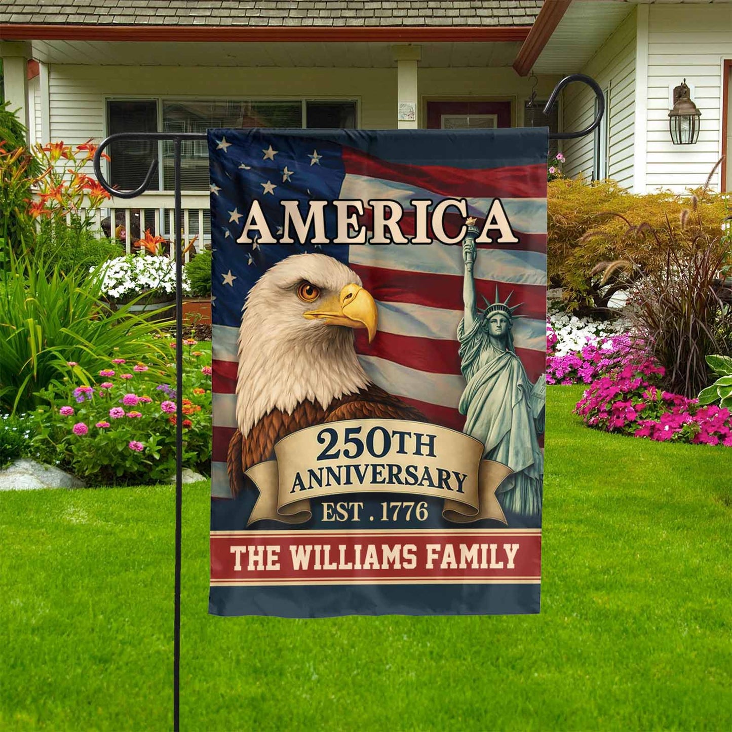 Personalized 250 Years Anniversary America Flag | Happy 250th Birthday USA Flag | Patriotic 4th Of July House Flag Garden Flag 684060