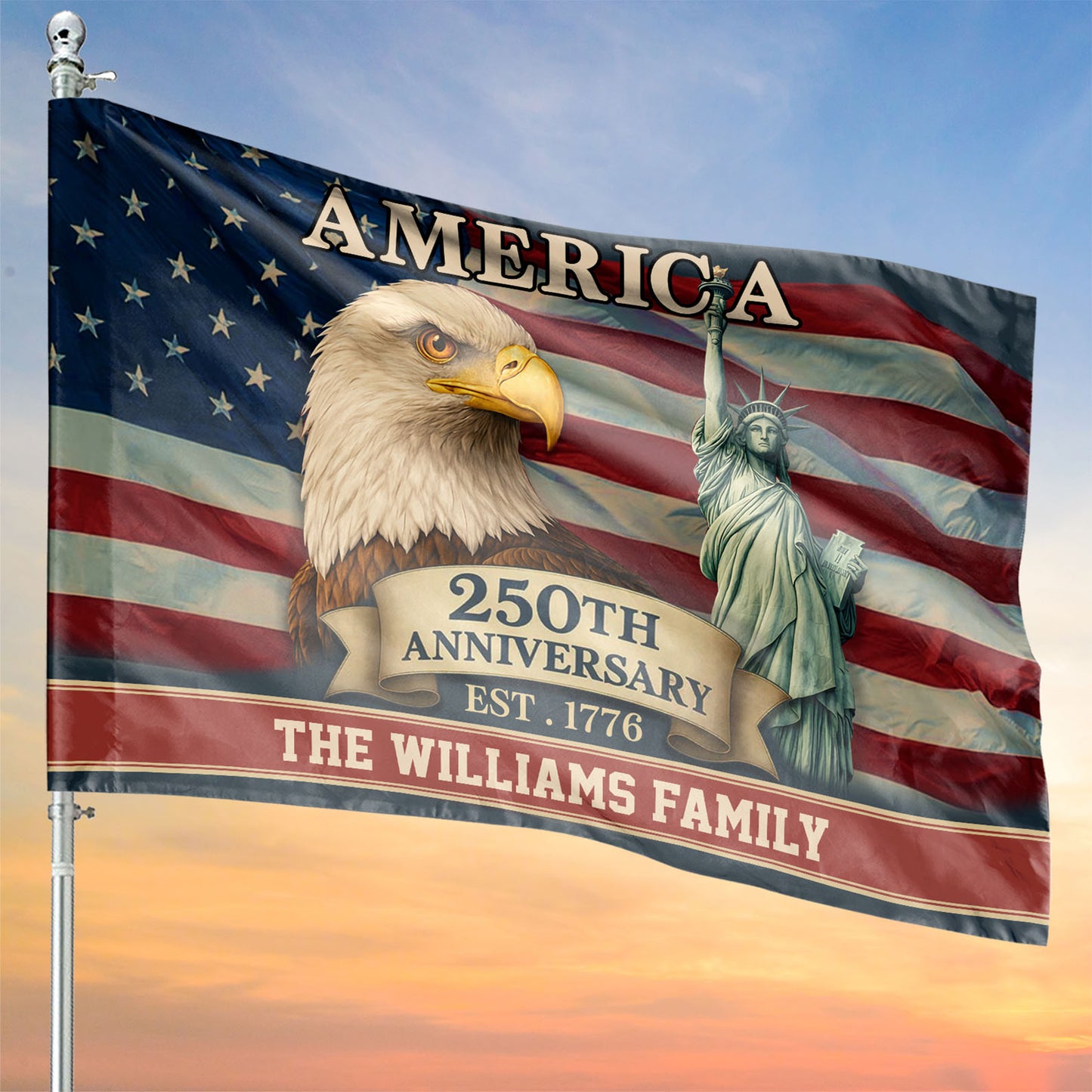 Personalized 250 Years Anniversary America Flag | Happy 250th Birthday USA Flag | Patriotic 4th Of July House Flag Garden Flag 684060
