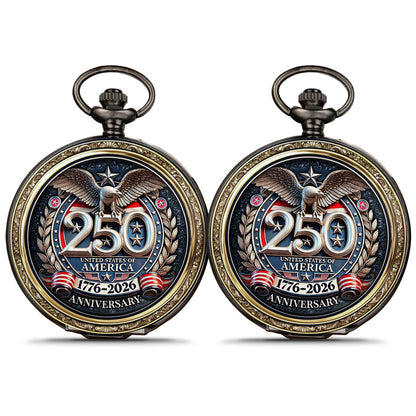 USA 250 Years Semiquincentennial Pocket Watch | Patriotic 1776–2026 Pocket Watch | 4th of July Pocket Watch 684062