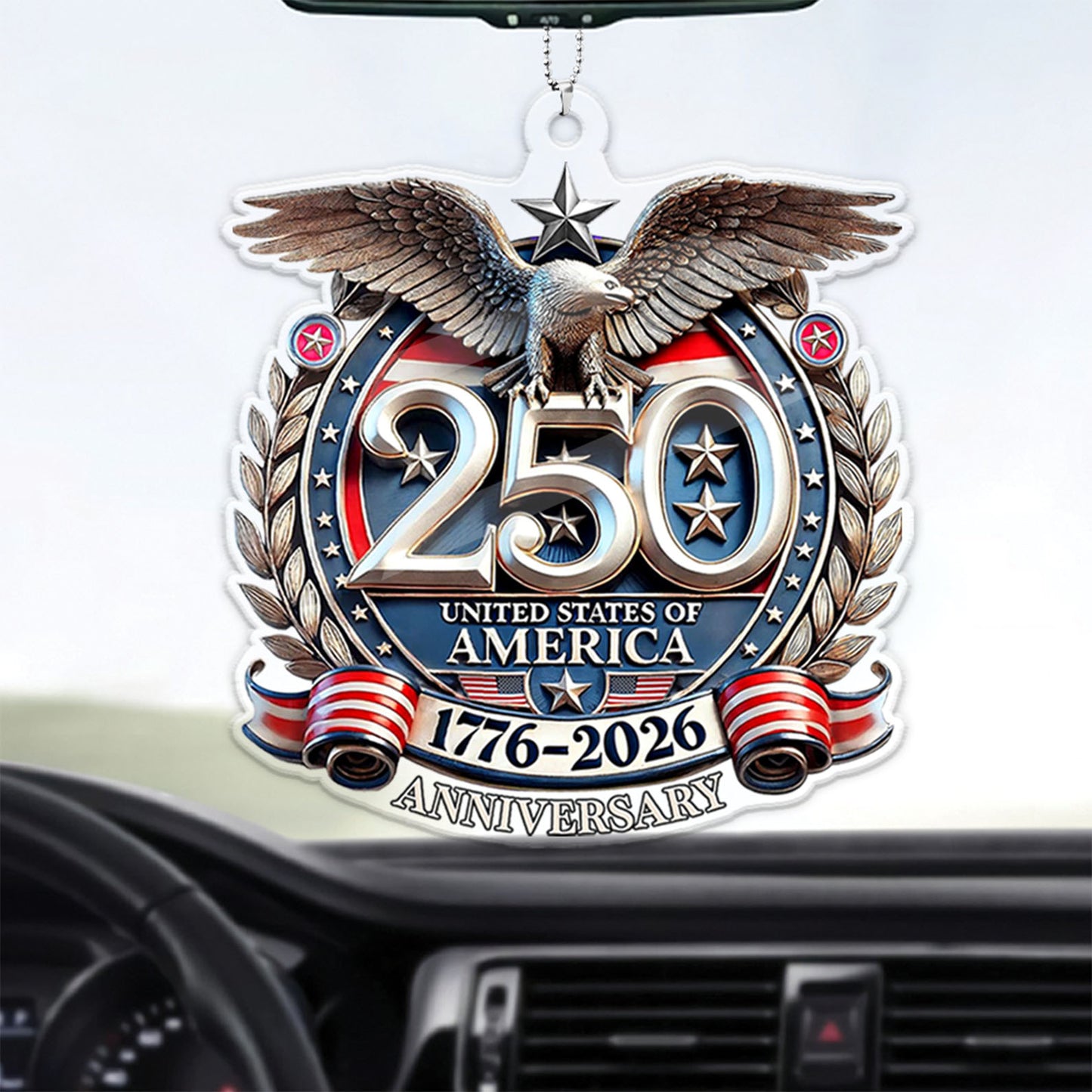 USA 250 Years Semiquincentennial Car Ornament | Patriotic 1776–2026 Ornament | 4th of July Car Ornament 684062