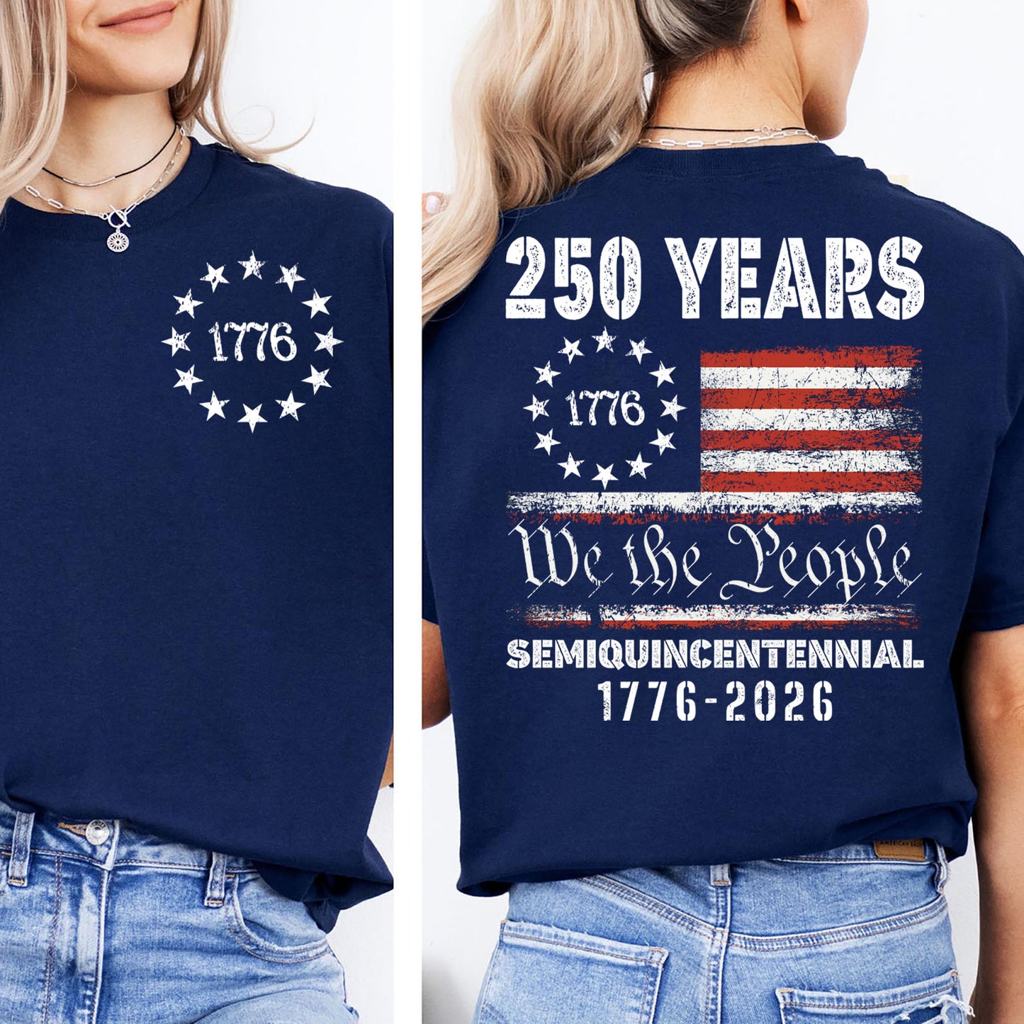 250 Years Anniversary Shirt, We The People T-Shirt, American 1776 - 2026 Flag Pocket & Back Shirt 684073