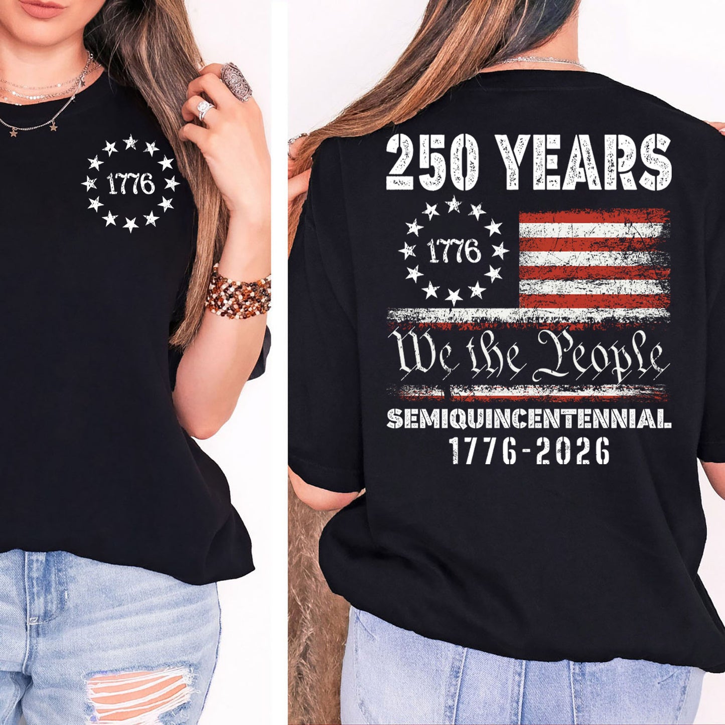 250 Years Anniversary Shirt, We The People T-Shirt, American 1776 - 2026 Flag Pocket & Back Shirt 684073