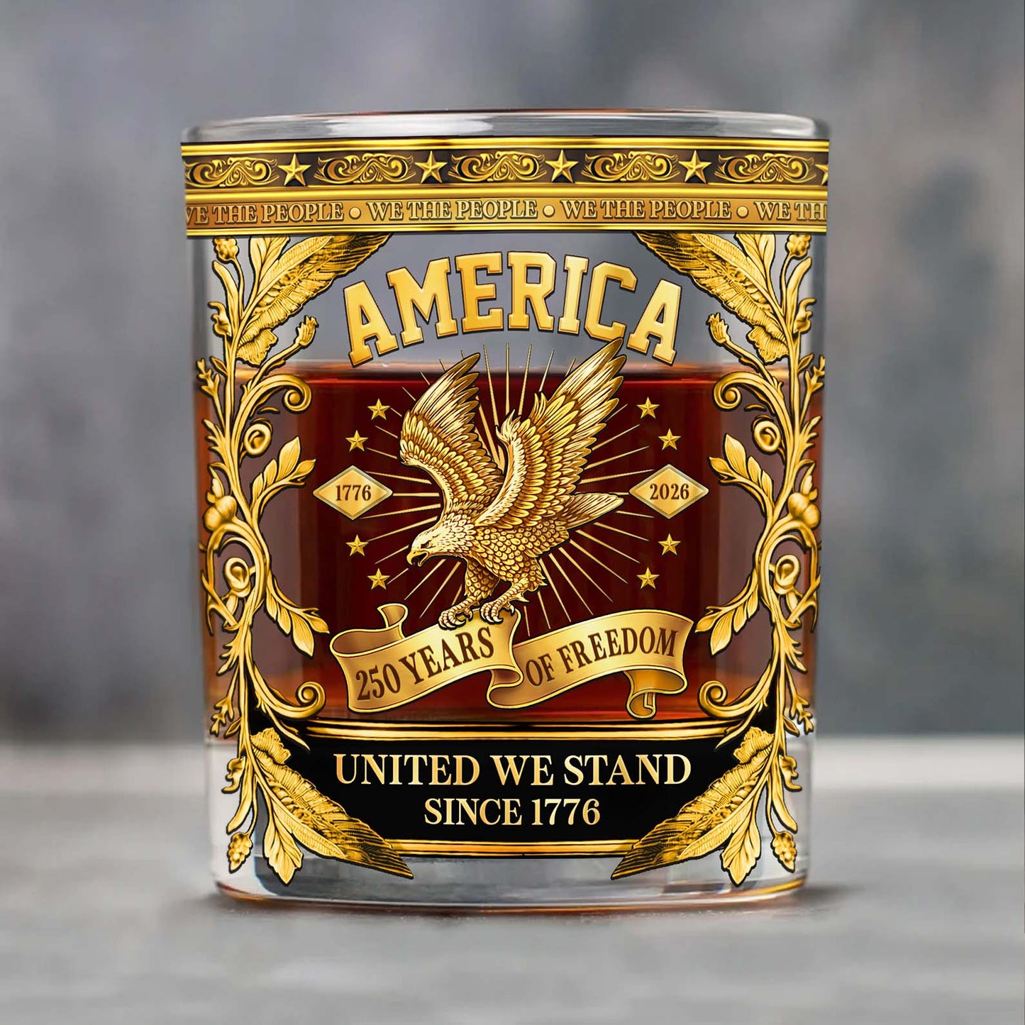 250 Years of Freedom Whiskey Glass | We The People 1776–2026 Whiskey Glass | Patriotic 4th of July Whiskey Glass 684083