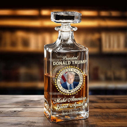 Donald Trump Whiskey Bottle, Trump 45 47 Whiskey Decanter Set, MAGA Wine Glass for Whiskey Lovers 684088 – GOP