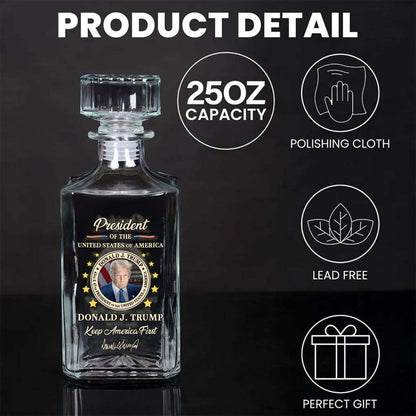 Donald Trump 45/47 Whiskey Decanter Set | Keep America First Whiskey Bottle Whiskey Glass 684089 – GOP