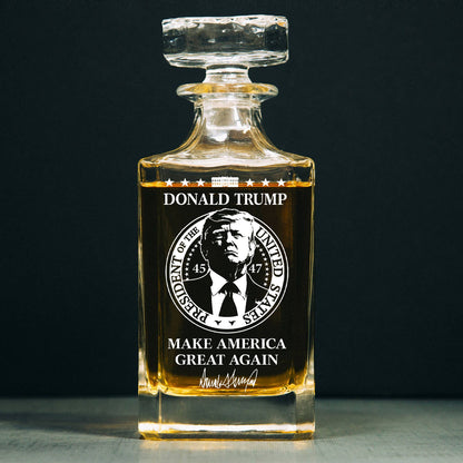 Donald Trump Whiskey Bottle, Trump 45 47 Whiskey Decanter Set, MAGA Wine Glass for Whiskey Lovers 684090 – GOP