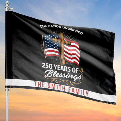 Personalize One Nation Under God Flag | Custom Name 250 Years of Blessing Flag | 250th Anniversary House Flag 684100