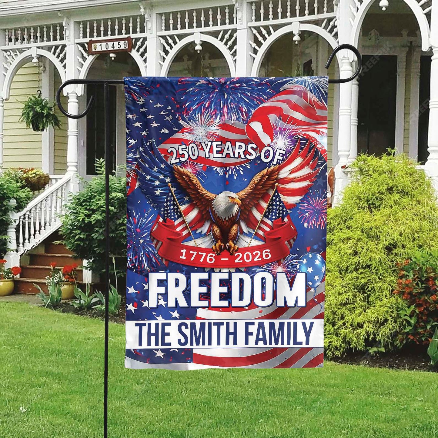 Personalized 250 Years of Freedom, Custom Name 250th Anniversary USA Patriotic Garden Flag 684108