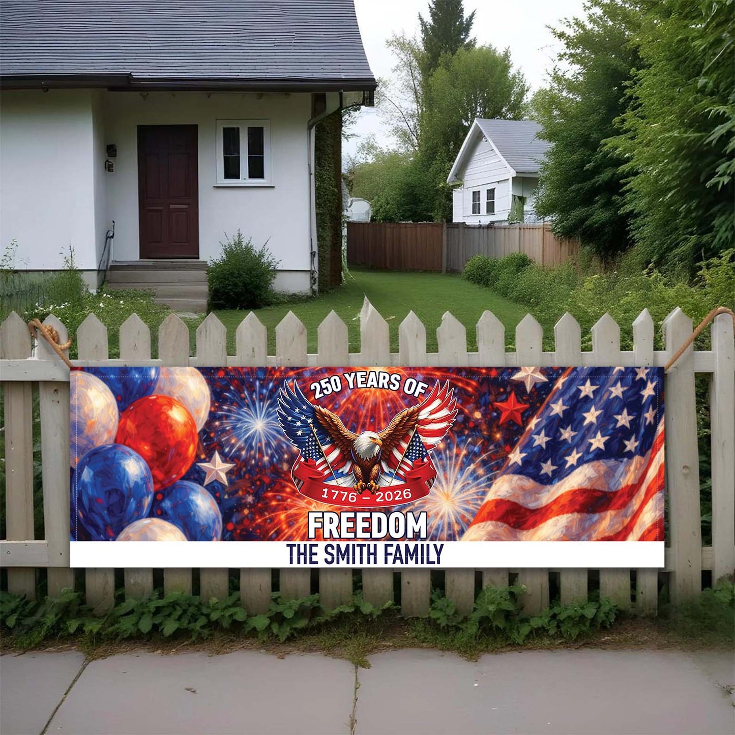 Personalized 250 Years of Freedom Banner Flag | Custom Name Patriotic 1776 - 2026 Banner Flag 684108