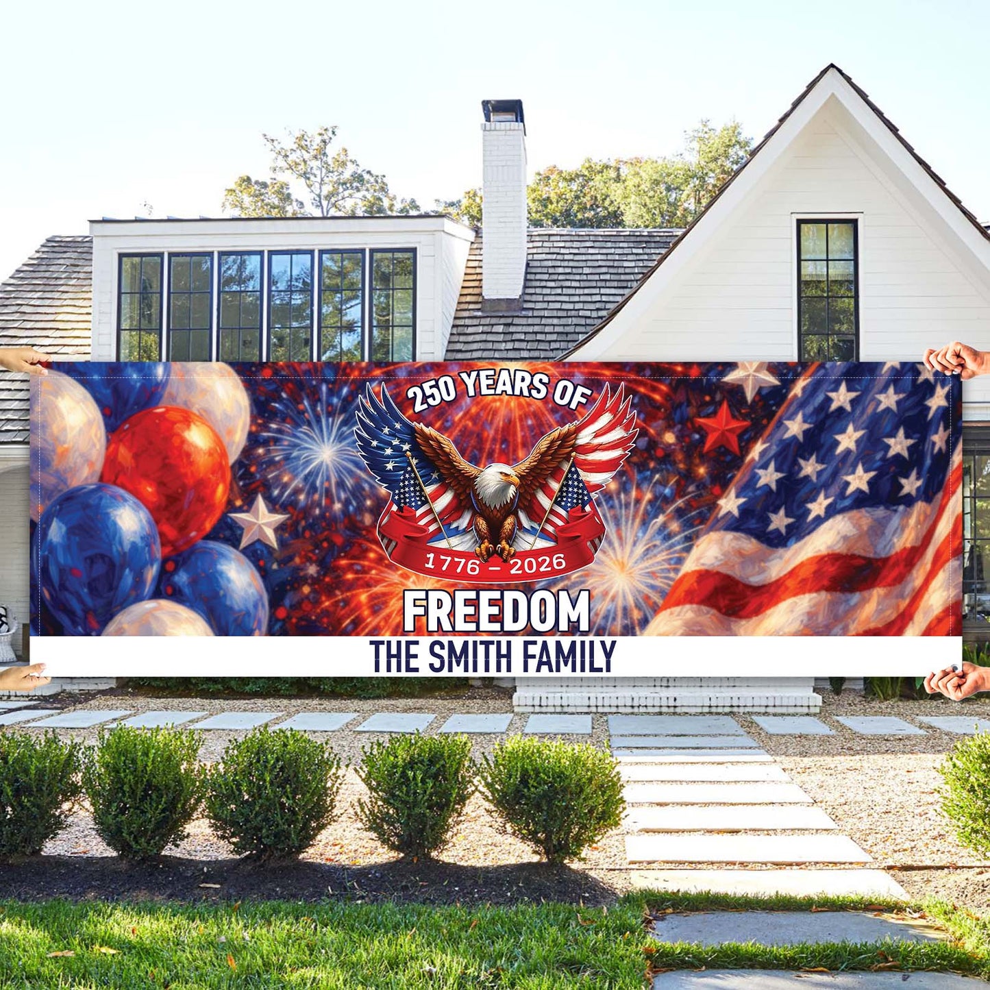 Personalized 250 Years of Freedom Banner Flag | Custom Name Patriotic 1776 - 2026 Banner Flag 684108