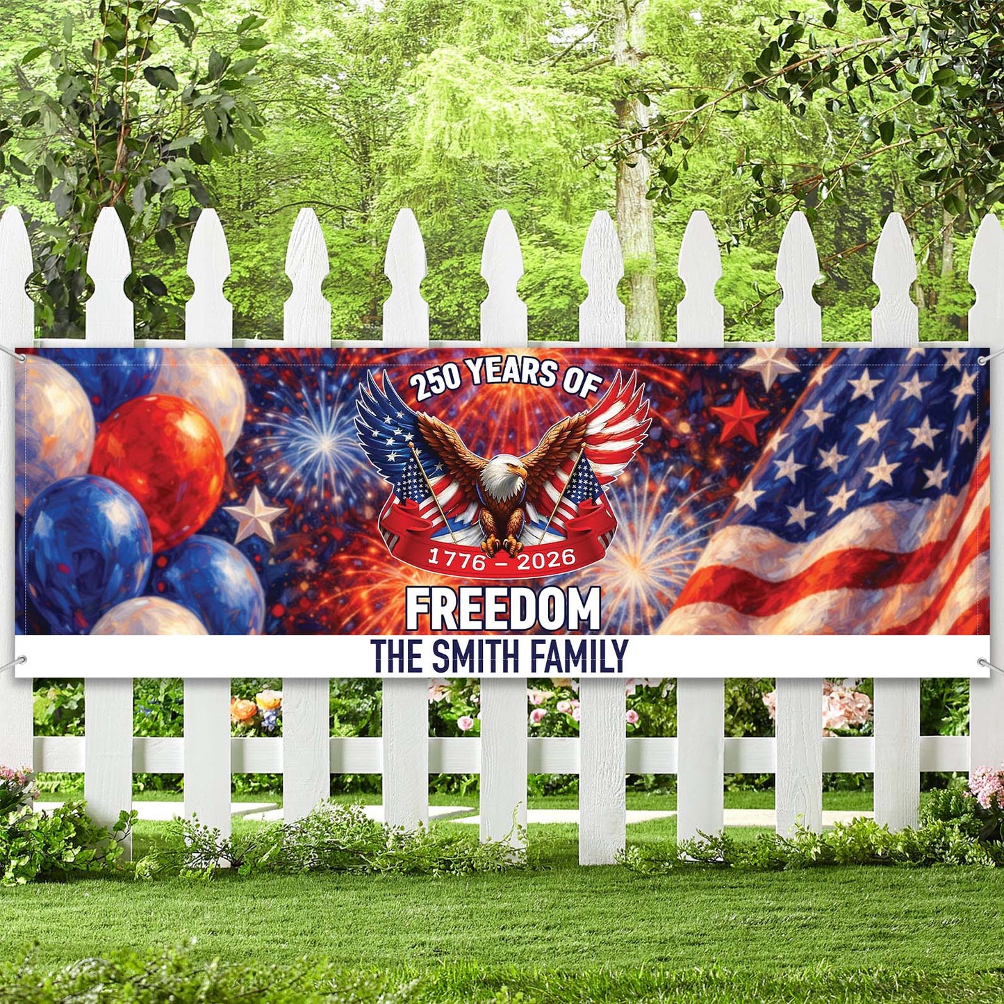 Personalized 250 Years of Freedom Banner Flag | Custom Name Patriotic 1776 - 2026 Banner Flag 684108