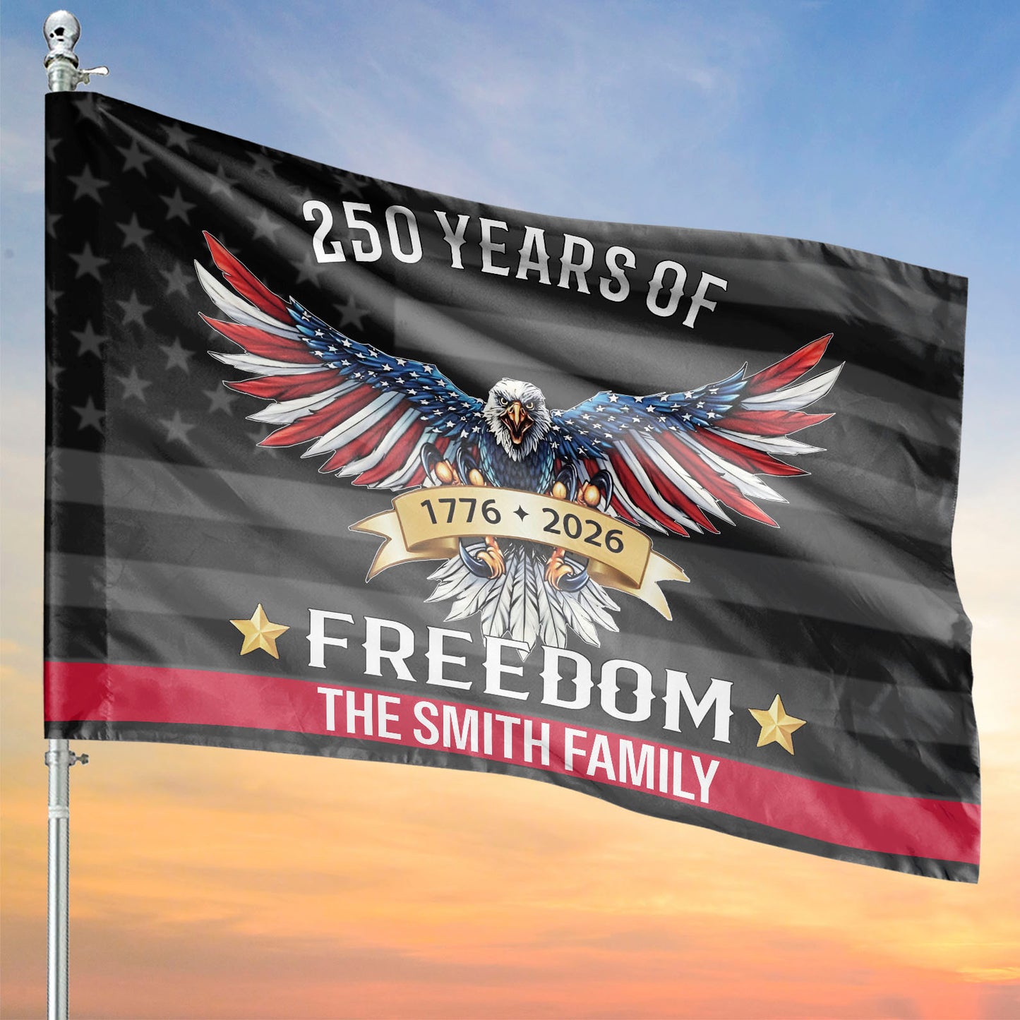 Personalized 250 Years of Freedom Flag | Happy 250th Birthday USA Flag | Patriotic 4th of July House Flag 684109