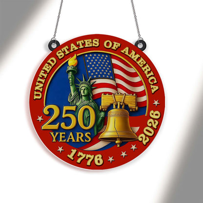 250 Years of America Suncatcher Ornament, 250th America Bell Anniversary 1776-2026 Suncatchers, 4th of July Gift Ornament 684121