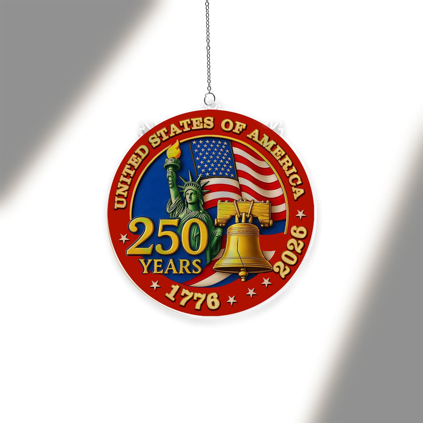 250 Years of America Suncatcher Ornament, 250th America Bell Anniversary 1776-2026 Suncatchers, 4th of July Gift Ornament 684121