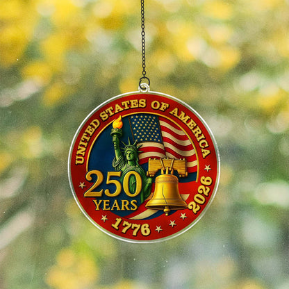 250 Years of America Suncatcher Ornament, 250th America Bell Anniversary 1776-2026 Suncatchers, 4th of July Gift Ornament 684121