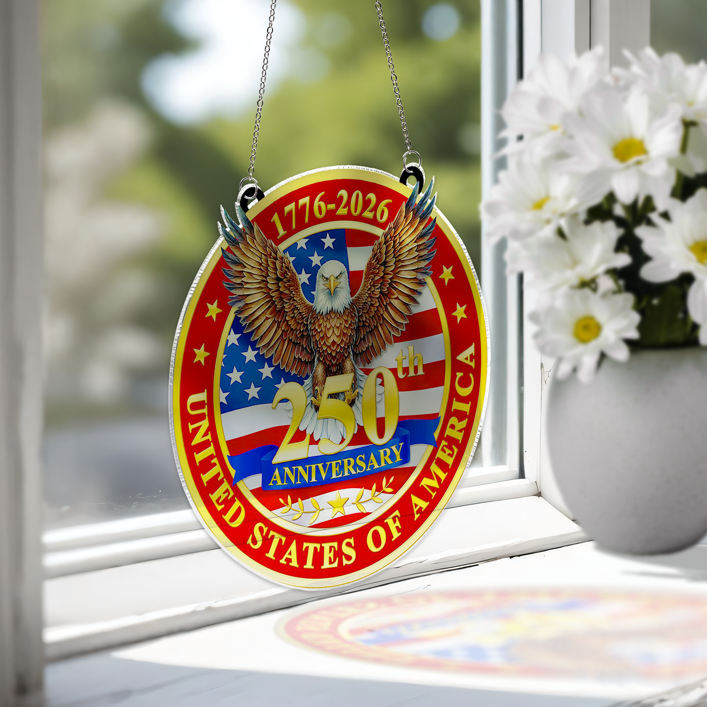 250 Years of America Suncatcher Ornament, Patriotic 250th Anniversary 1776-2026 Suncatchers, 4th of July Gift Ornament 684122