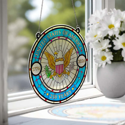 250 Years of America Suncatcher Ornament, Patriotic 250th Anniversary 1776-2026 Suncatchers, 4th of July Gift Ornament 684123